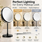 DEIOVWXS Makeup Mirror, Rechargeable Vanity Mirror with 3 Lights, 1X/10X