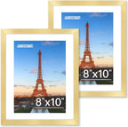 FIXSMITH 8x10 Picture Frame Bulk-6 Pack, Gold Picture Frames Collage Wall Decor, Wall & Tabletop Picture Frames, Photo Frame with HD Plexiglass, Display Pictures 5x7 with Mat or 8x10 Without Mat