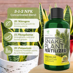 Professional Liquid Snake Plant Fertilizer 3-1-2 Concentrate 8 oz, Premium Snake Plant Food for Indoor Plants, Liquid Fertilizer for Snake Plants and Houseplants, Made in USA