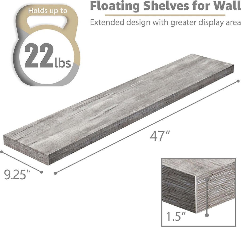 Sorbus Floating Shelves for Wall Storage (48 Inch, 2 Pack, Gray)