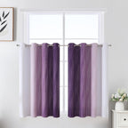 Estelar Textiler Purple and Greyish White Ombre Short Blackout Kitchen Curtains - Image 2