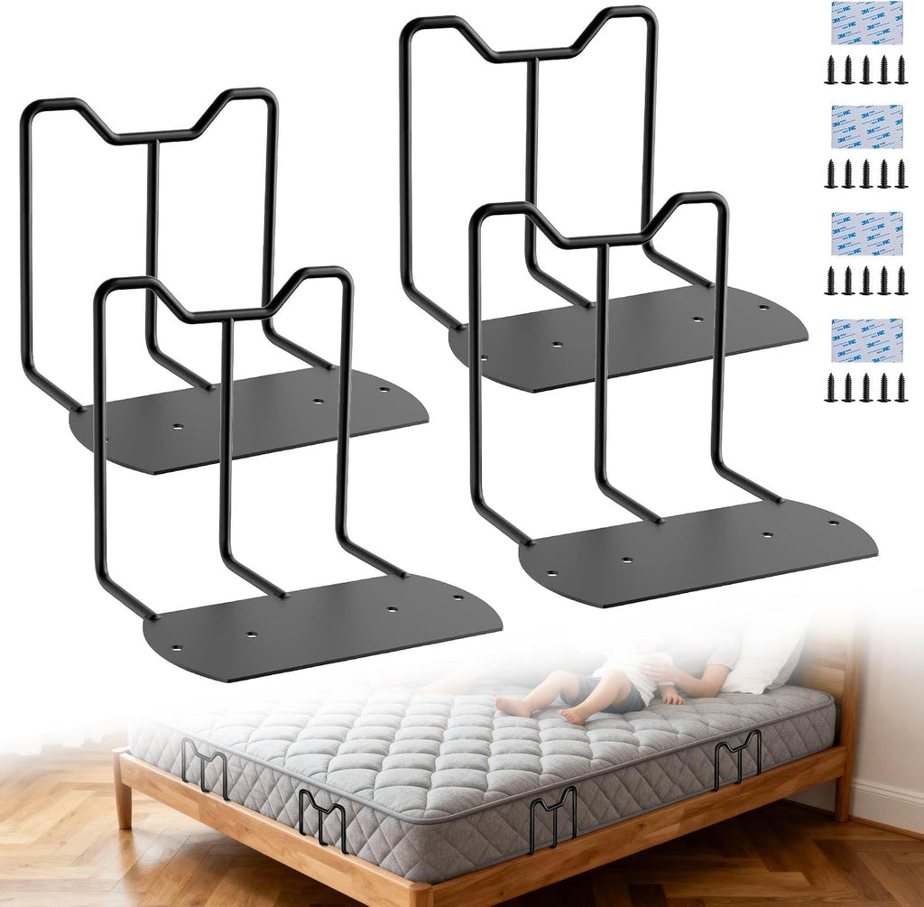 Mattress Slide Stopper,Upgrade Reinforced Welding(Black,5.9"H,4 PCS)