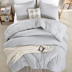 weigelia Light Grey Comforter Set Full, All Season Lightweight Bedding Set