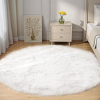 Goolela White Round Area Rug 6ft Fluffy Fuzzy Circle Sheepskin Rug by Goolela