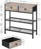 HOOBRO 29.5" Narrow Console Table with 2 Fabric Drawers, Small Sofa Table