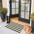 Black and White Striped Outdoor Rug - Image 4