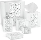 Creative Scents Mirror Janette White 6 Piece Bathroom Accessories Set