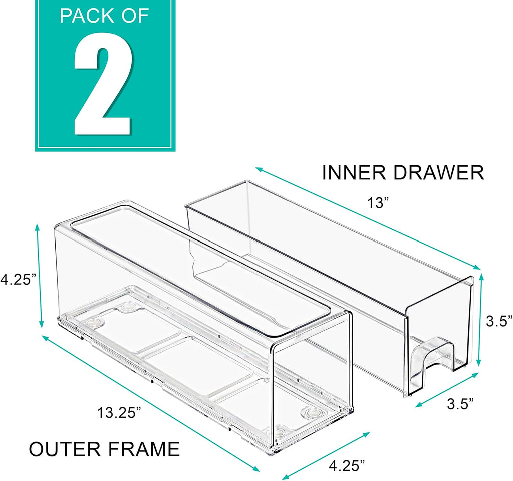 Sorbus Clear Stackable Storage Drawers with Pull-Out Bins (Small, 2 Pack)
