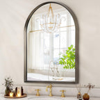 Arched Mirrors for Wall, Brushed Metal Frame Mirror, Arch Bathroom Vanity Mirror for Living Room Bedroom Mantel Entryway Hallways Home Decor Aluminum Alloy Frame 20"x16"
