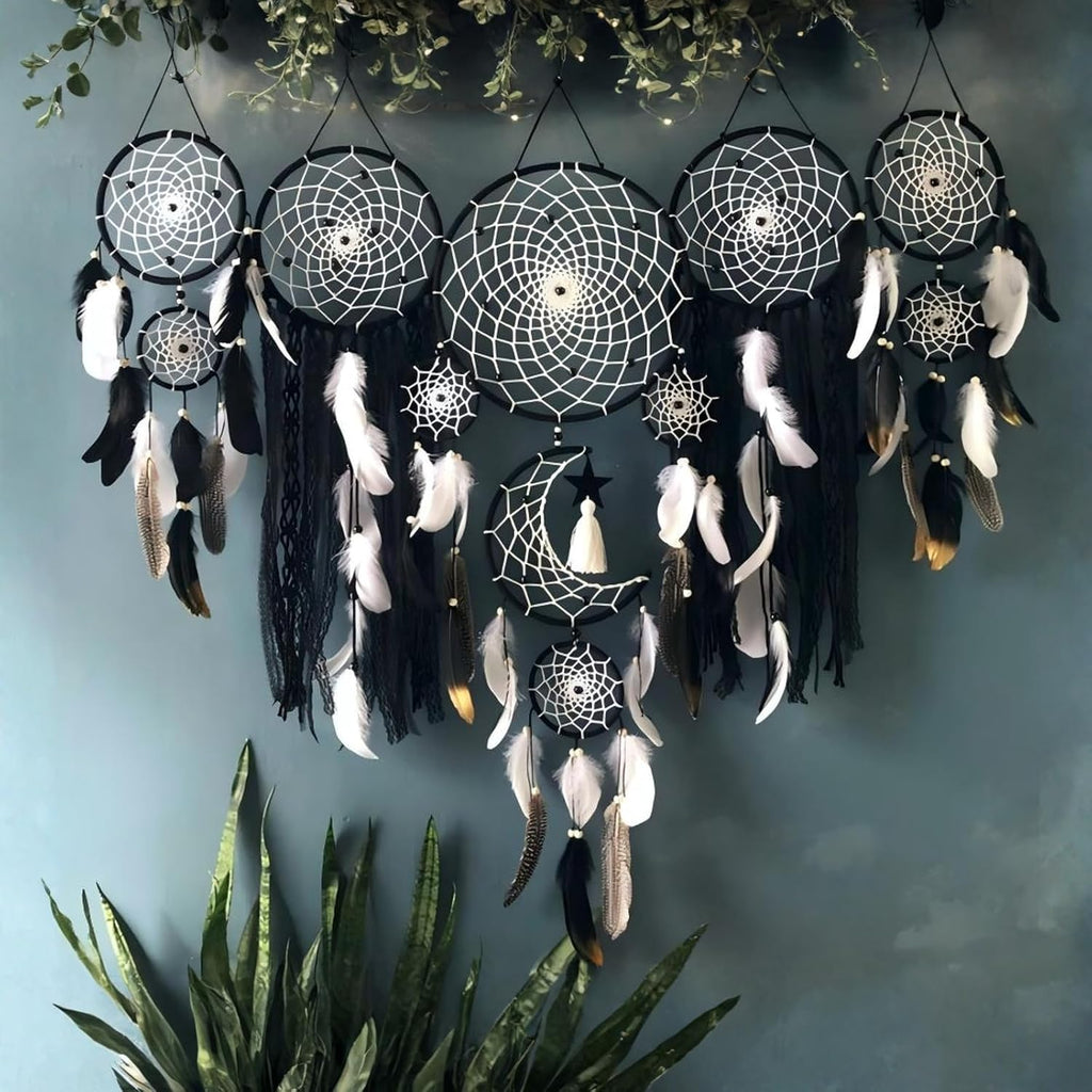 Set of 5 Boho Bedroom Dream Catchers for Adults Wall Bohemian Decor