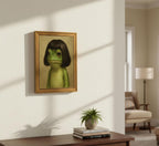 Vintage Gold Framed-Whimsical Frog Wall Art,Eclectic Frog Canvas Prints,Retro Animal Picture Artwork Wall Decor for Living Room Bedroom Bathroom 9x11-inch