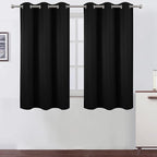 LEMOMO Black Blackout Curtains/38 x 54 Inch/Set of Two Panels Grommet Living by Lemomo