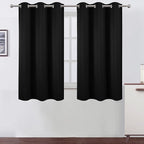 LEMOMO Black Blackout Curtains 42 x 54 Inch Length Set of 2 Panels Grommet by Lemomo