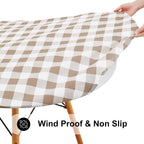 Smiry 57"-68" Picnic Table Cloth, Flannel Backed Vinyl Fitted Tablecloths