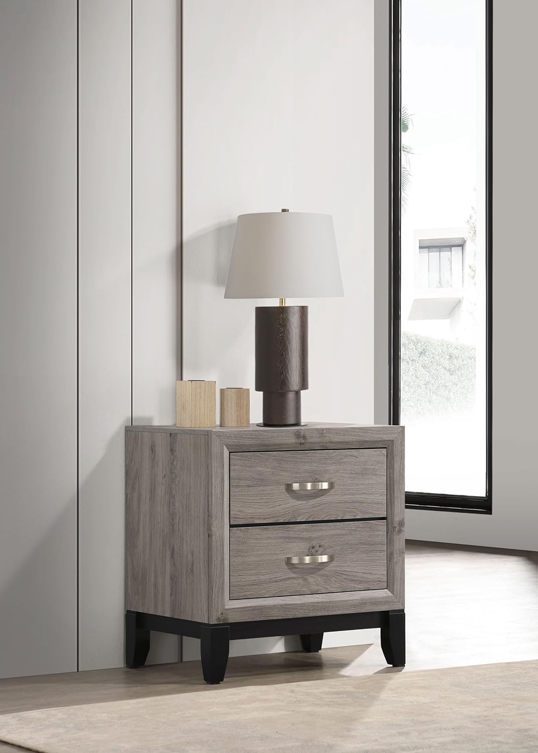 Coaster Valen 23.5-Inch Bedroom 2-Drawer Nightstand, Light Taupe 215912