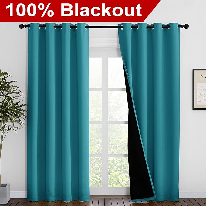 NICETOWN 100% Blackout Curtains 86 inches Long, Pair of Energy Smart & Noise - Image 2