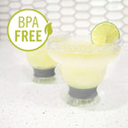 HOST FREEZE Margarita Cocktail Glasses, Frozen Cup Double Wall Insulated Daiquiri Plastic Tumblers Set Fun Tequila Drinking Cups Grey Set of 2