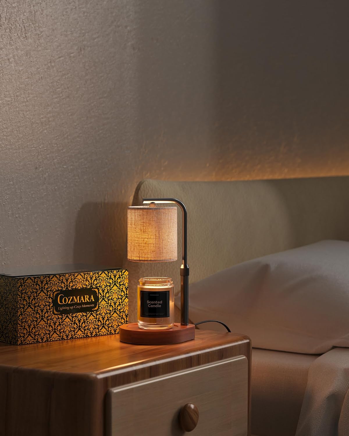 Candle Warmer Lamp with Timer & Dimmer for Yankee Candles, Adjustable Height Candle Warmer for Jar Candles, Wax Melt Lamp for Cozy Home Decor & Gifts,Linen, 2 Bulbs