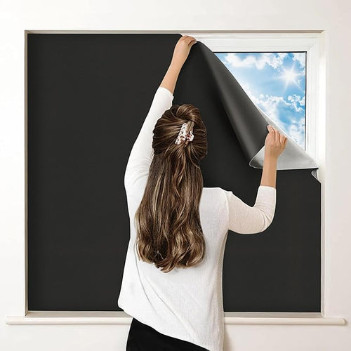 100% Blackout Curtains for Bedroom, Portable DIY Window Blinds, No Drill Window by Petaholic