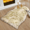 Ciicool Faux Sheepskin Rugs Soft Faux Fur Rug White Gradient Dark Green Fluffy by CIICOOLHomeDeco