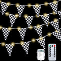 Aurelema Light Up Checkered Flag Banner, 32.8 ft, 8 Light Modes