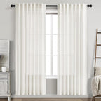 Beige White Linen Curtains 80 Inch Long by Nanspring