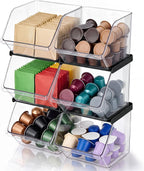 6 Pcs Stackable Plastic Storage Bins, Open Front, Black