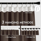 MIULEE Chocolate Brown Back Tab Blackout Curtains 90 Inches Long 2 Panels Set - Image 3