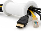 Wall Eye Cable Pass Through Port, 2 Inch Hole Saw Cord Grommet for 2x4 Drywall, Fits 3 5/8 to 5 1/4 Inch Thickness, White Channel for HDMI Ethernet Coax USB-C Wires