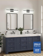 VOLISUN Modern Bathroom Vanity Light 24 inch, 24W Dimmable 5CCT Led Bathroom Light Fixture Over Mirror, Black Bar Vanity Light for Bathrooms Mirror Cabinets Bedroom-ETL Certificated