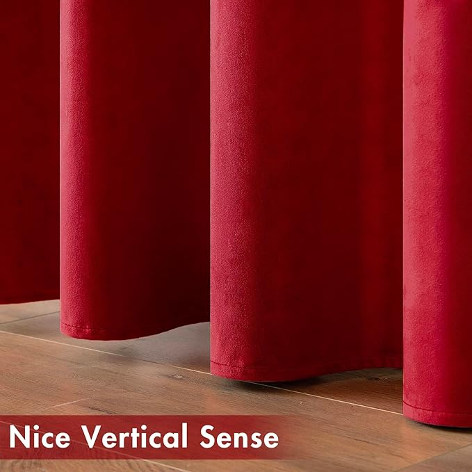 MIULEE Christmas Red Velvet Curtains Elegant Grommet Curtains Thermal Insulated - Image 6