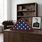 Americanflat Large Flag Display Case for Folded 5x9.5' Burial Flags - Engineered Wood Display Box for Wall or Tabletop - Silhouette Collection - Mahogany