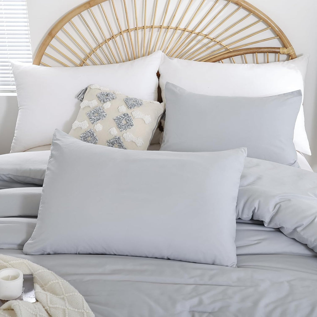 weigelia Light Grey Comforter Set Full, All Season Lightweight Bedding Set