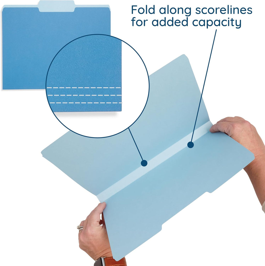 Blue Summit Supplies 100 File Folders, Letter Size, 1/3 Cut, Assorted