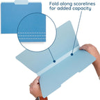 Blue Summit Supplies 100 File Folders, Letter Size, 1/3 Cut, Assorted