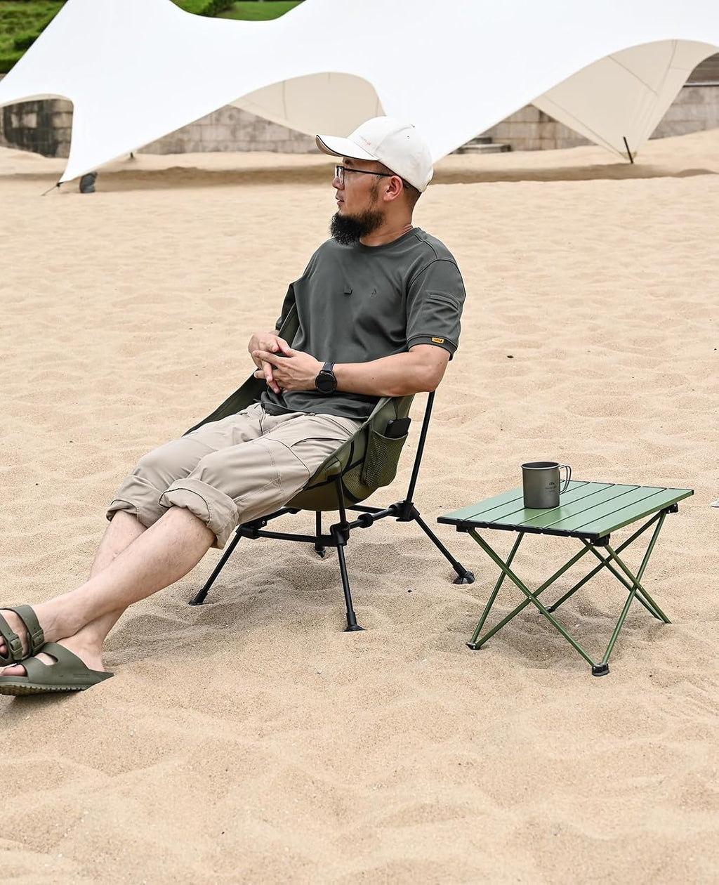 iClimb Ultralight Compact Camping Folding Table (Green - S)