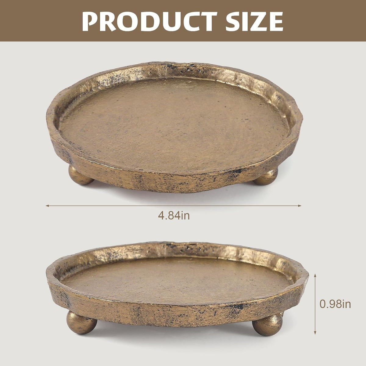 Vintage Cast Iron Pillar Candle Holder Plate, Rustic Brass Candle Tray