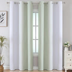 Estelar Textiler Sage and Greyish White Room Darkening Blackout Curtains 84 - Image 2
