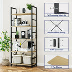 NUMENN 5 Tier Bookshelf, Tall Freestanding Open Storage Bookcase, Natural