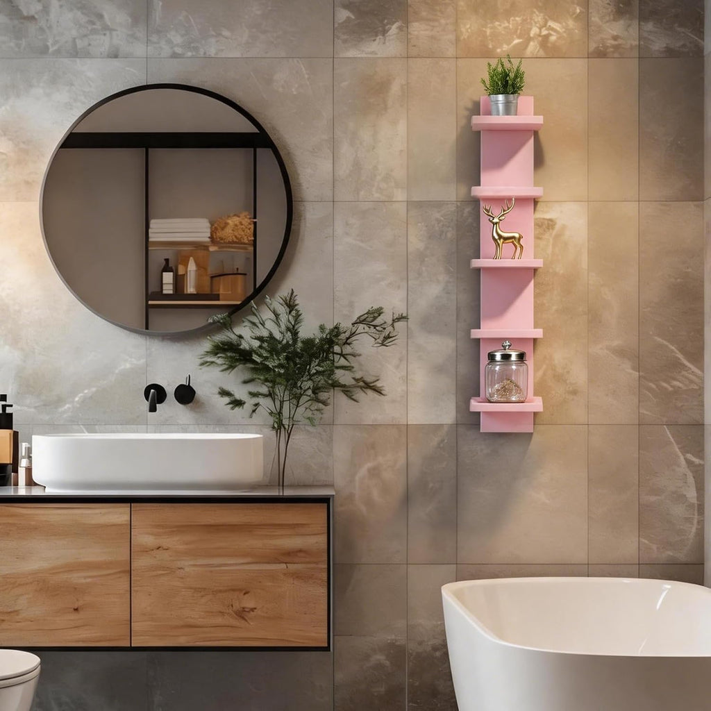 Homaterial 5 Tier Floating Wall Shelf, Pink