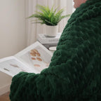 Dark Hunter Green Throw Blanket 50"×60" inches Fuzzy 3D Jacquard Decorative - Image 5