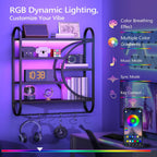 HOOBRO Gaming Floating Shelves for Wall, 28.9" LED Wall Shelf, Display Rack