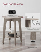 VASAGLE Round Side Table with Lower Shelf, End Table for Small Spaces