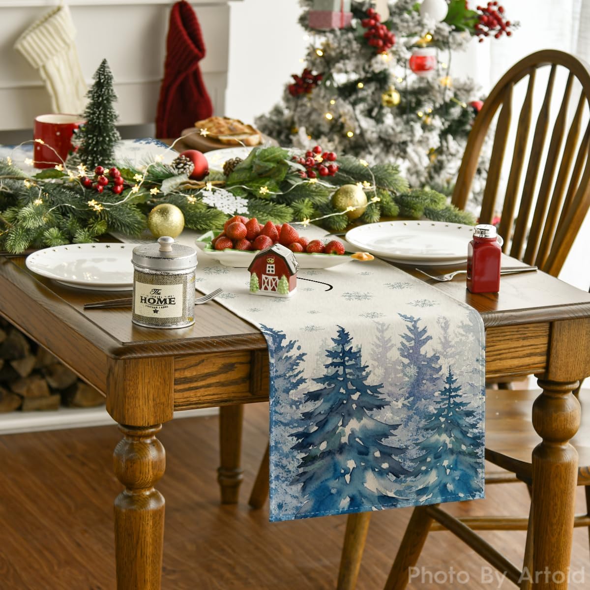 Artoid Mode Forest Hello Winter Table Runner Home Party Decor 13x108 Inch