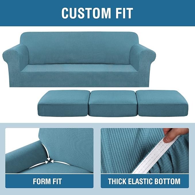 4 Piece Stretch Sofa Covers for 3 Cushion Couch Covers for Living Room - Image 4