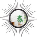 Sunburst Wall mirror Black Small Spoked Wall Decor Mirror Bohemian Home Round Modern Metal Wall Art Mirror for Living room Hallway Bedroom Bathroom Balcony Farmhouse Entrance 12"