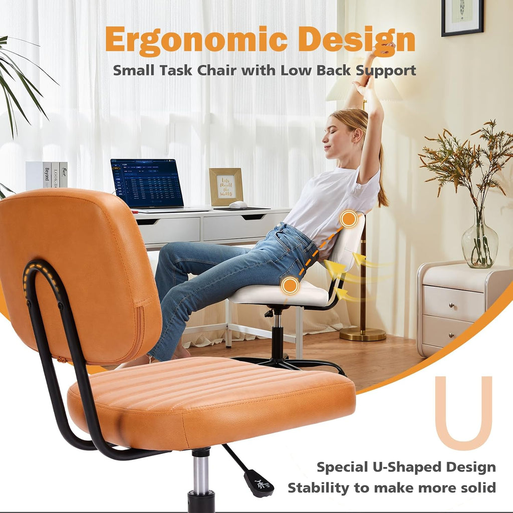Sweetcrispy Office Desk Chair, Small Home Vanity Chair, Lumbar Support
