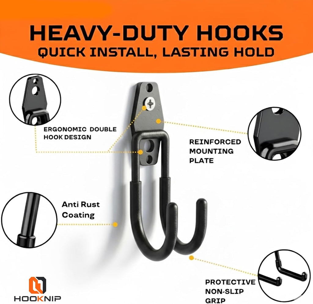 16 Pack Heavy Duty Garage Hooks, Wall Mounted Tool Hangers