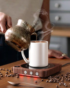 Coffee Mug Warmer for Desk, Candle Warmer Plate, 12H Timer, Wood
