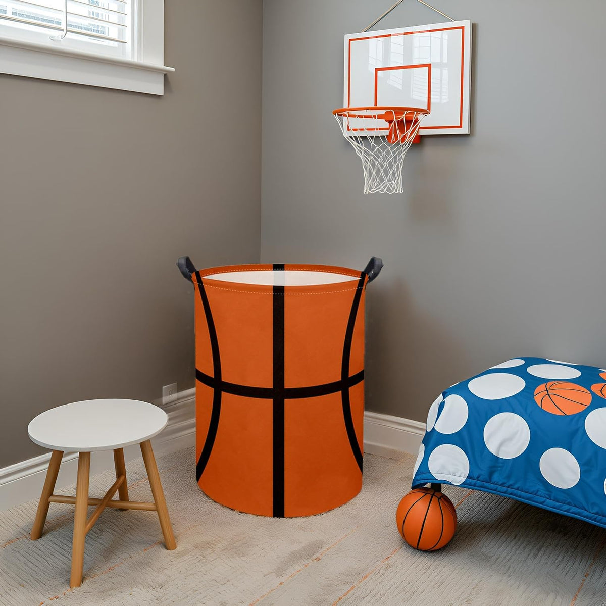 Basketball Kids Laundry hamper Hamper for Nursery Boy and Girl Storage Bin Organizer Room Decor for Home(Basketball Pattern)